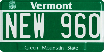 VT license plate NEW960