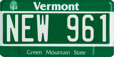 VT license plate NEW961