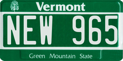 VT license plate NEW965