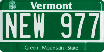 VT license plate NEW977