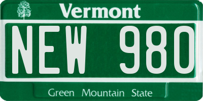 VT license plate NEW980