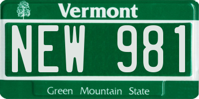 VT license plate NEW981