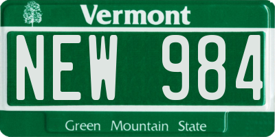 VT license plate NEW984