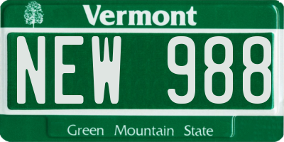 VT license plate NEW988