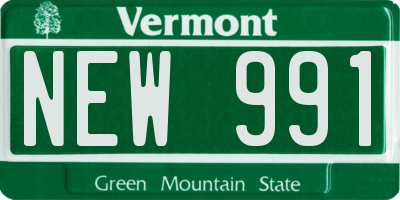 VT license plate NEW991