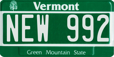 VT license plate NEW992