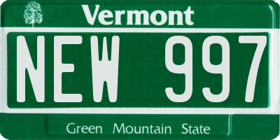 VT license plate NEW997