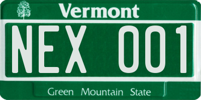 VT license plate NEX001