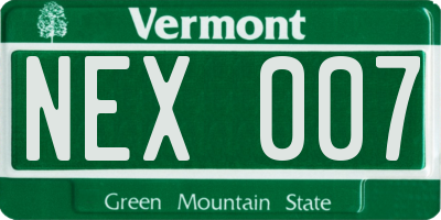 VT license plate NEX007