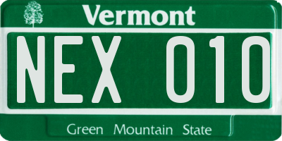 VT license plate NEX010