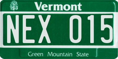 VT license plate NEX015