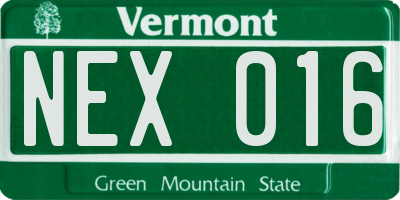 VT license plate NEX016
