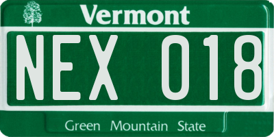 VT license plate NEX018