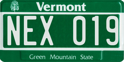 VT license plate NEX019