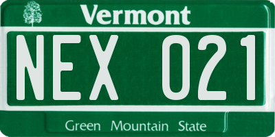 VT license plate NEX021