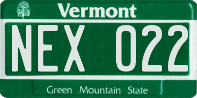 VT license plate NEX022