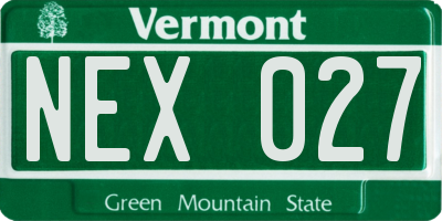 VT license plate NEX027