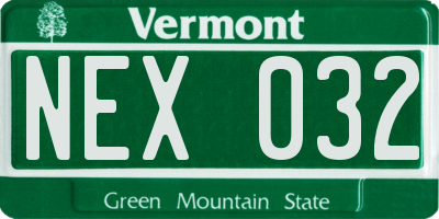 VT license plate NEX032
