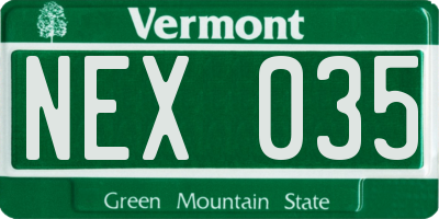 VT license plate NEX035