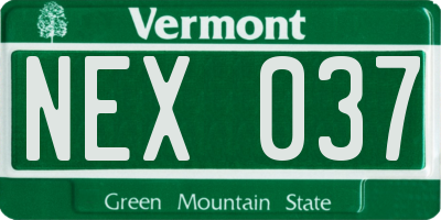 VT license plate NEX037