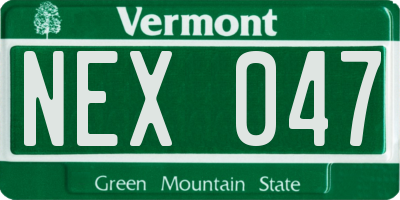 VT license plate NEX047