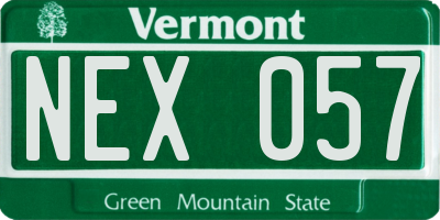 VT license plate NEX057