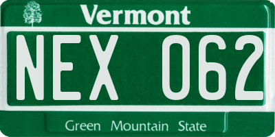 VT license plate NEX062