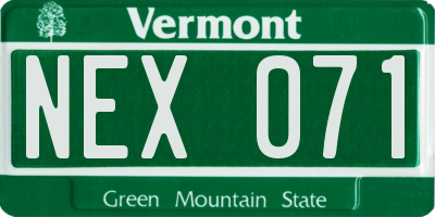 VT license plate NEX071