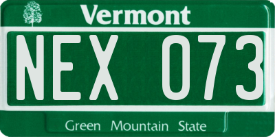 VT license plate NEX073