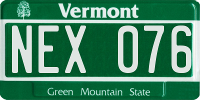 VT license plate NEX076