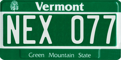 VT license plate NEX077