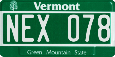 VT license plate NEX078