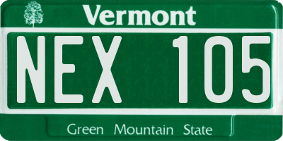 VT license plate NEX105