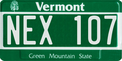 VT license plate NEX107