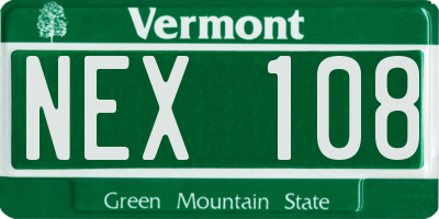 VT license plate NEX108