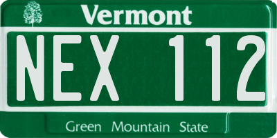 VT license plate NEX112