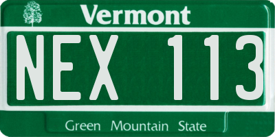 VT license plate NEX113