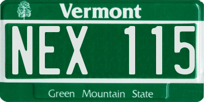 VT license plate NEX115