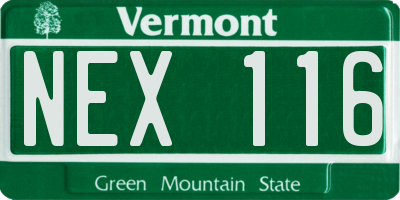 VT license plate NEX116