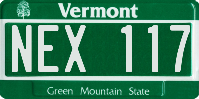 VT license plate NEX117