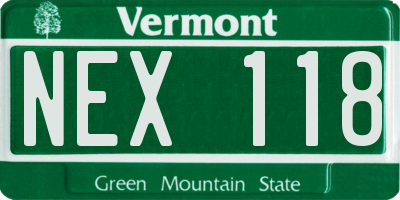VT license plate NEX118