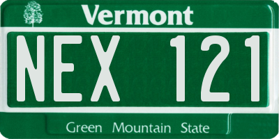 VT license plate NEX121