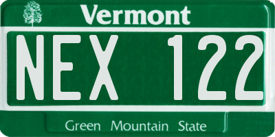 VT license plate NEX122