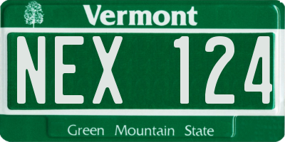 VT license plate NEX124