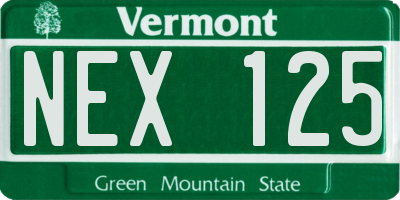 VT license plate NEX125