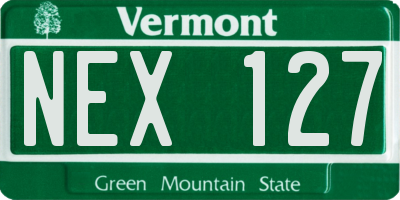 VT license plate NEX127