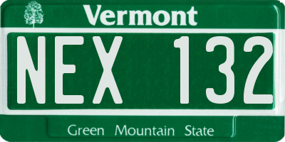 VT license plate NEX132
