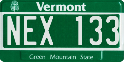 VT license plate NEX133