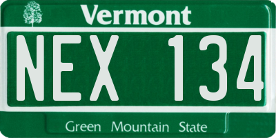 VT license plate NEX134