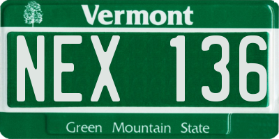 VT license plate NEX136
